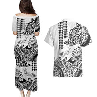 Hawaiian Tribal Manta Ray Couples Matching Puletasi and Hawaiian Shirt Kakau Tattoo and Polynesian Art Motif Pattern LT03 - Polynesian Pride