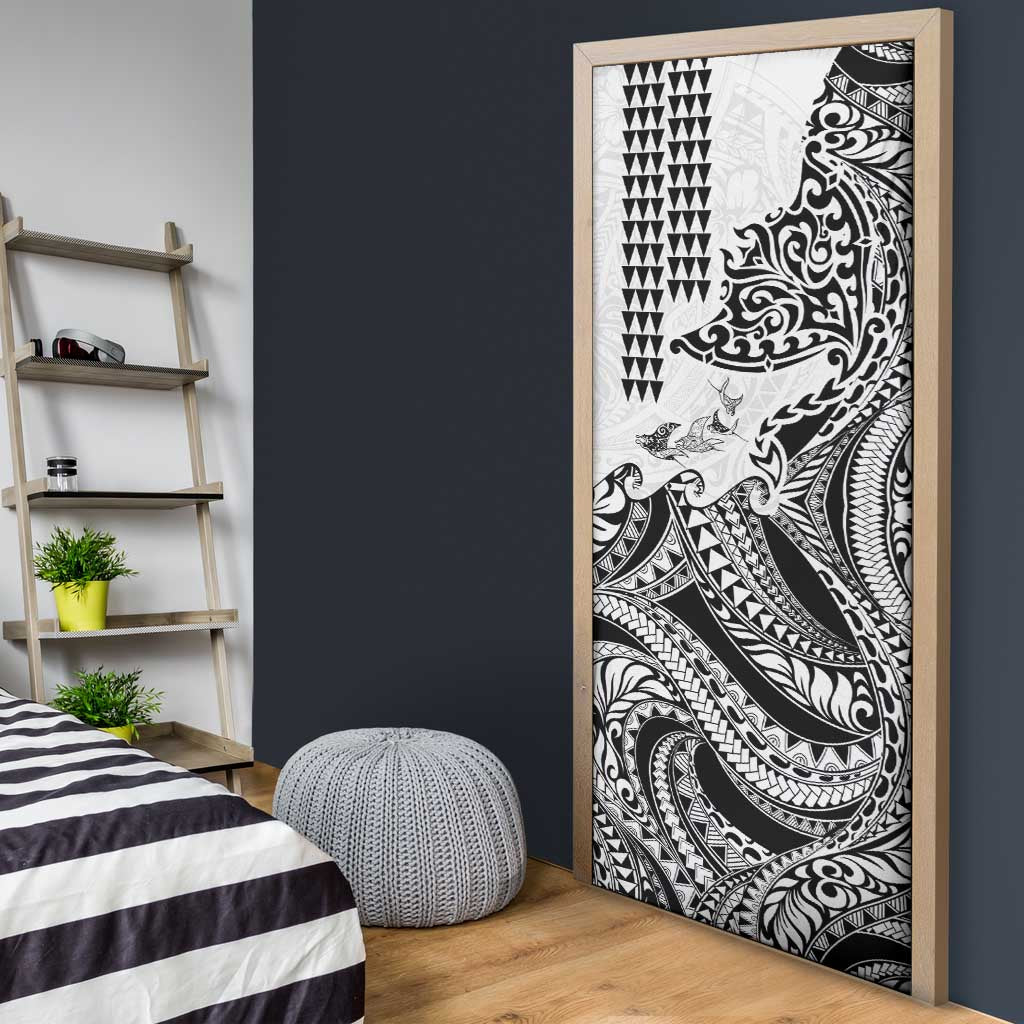 Hawaiian Tribal Manta Ray Door Cover Kakau Tattoo and Polynesian Art Motif Pattern LT03 - Polynesian Pride