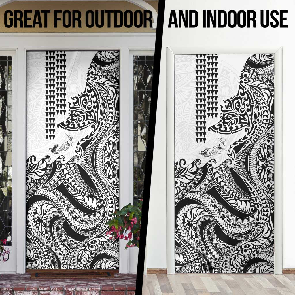 Hawaiian Tribal Manta Ray Door Cover Kakau Tattoo and Polynesian Art Motif Pattern LT03 - Polynesian Pride