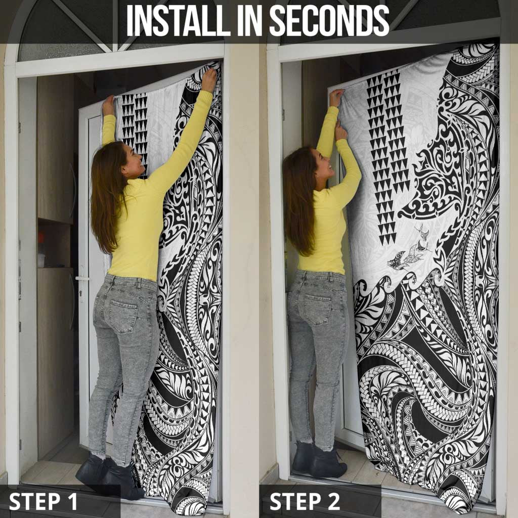 Hawaiian Tribal Manta Ray Door Cover Kakau Tattoo and Polynesian Art Motif Pattern LT03 - Polynesian Pride