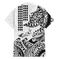 Hawaiian Tribal Manta Ray Family Matching Mermaid Dress and Hawaiian Shirt Kakau Tattoo and Polynesian Art Motif Pattern LT03 - Polynesian Pride
