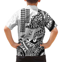 Hawaiian Tribal Manta Ray Family Matching Off Shoulder Maxi Dress and Hawaiian Shirt Kakau Tattoo and Polynesian Art Motif Pattern LT03 - Polynesian Pride