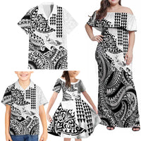 Hawaiian Tribal Manta Ray Family Matching Off Shoulder Maxi Dress and Hawaiian Shirt Kakau Tattoo and Polynesian Art Motif Pattern LT03 - Polynesian Pride
