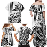 Hawaiian Tribal Manta Ray Family Matching Off Shoulder Maxi Dress and Hawaiian Shirt Kakau Tattoo and Polynesian Art Motif Pattern LT03 - Polynesian Pride