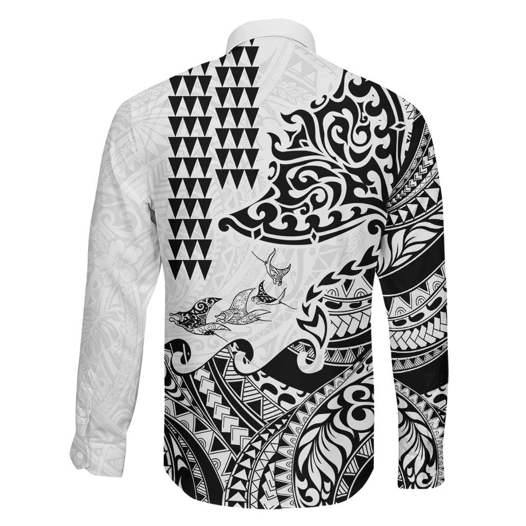 Hawaiian Tribal Manta Ray Family Matching Puletasi and Hawaiian Shirt Kakau Tattoo and Polynesian Art Motif Pattern LT03 - Polynesian Pride