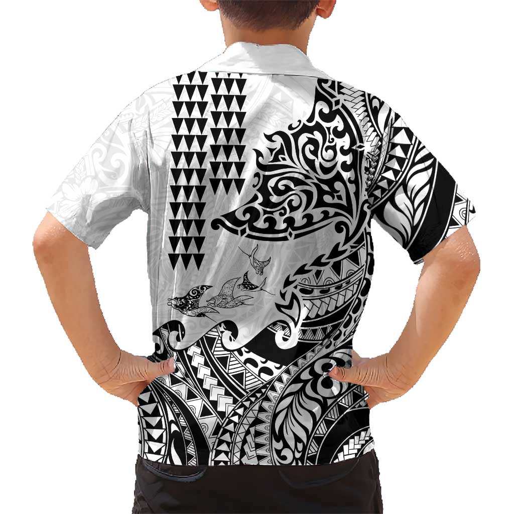 Hawaiian Tribal Manta Ray Family Matching Summer Maxi Dress and Hawaiian Shirt Kakau Tattoo and Polynesian Art Motif Pattern LT03 - Polynesian Pride