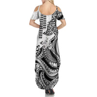 Hawaiian Tribal Manta Ray Family Matching Summer Maxi Dress and Hawaiian Shirt Kakau Tattoo and Polynesian Art Motif Pattern LT03 - Polynesian Pride