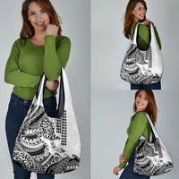 Hawaiian Tribal Manta Ray Grocery Bag Kakau Tattoo and Polynesian Art Motif Pattern