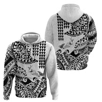 Hawaiian Tribal Manta Ray Hoodie Kakau Tattoo and Polynesian Art Motif Pattern LT03 - Polynesian Pride