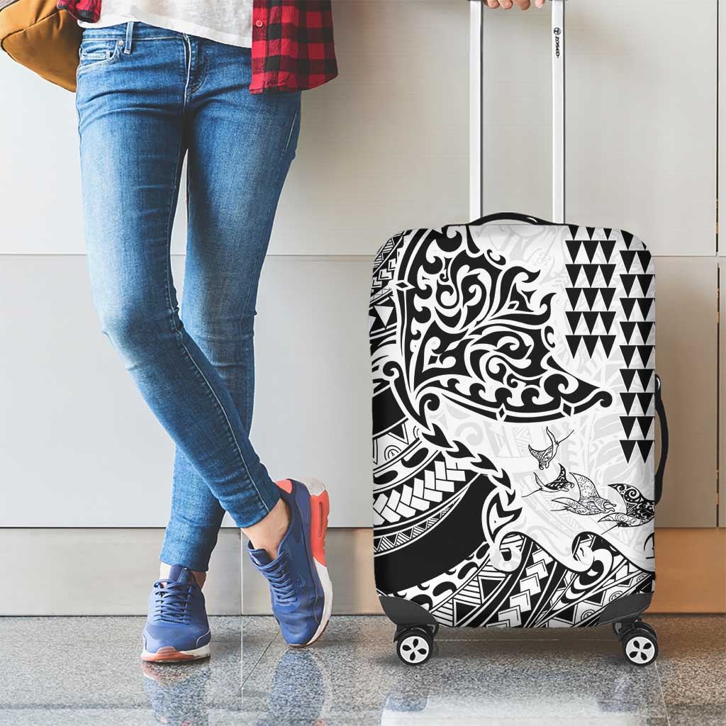 Hawaiian Tribal Manta Ray Luggage Cover Kakau Tattoo and Polynesian Art Motif Pattern LT03 - Polynesian Pride