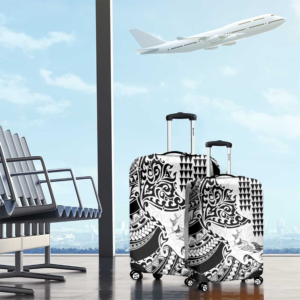 Hawaiian Tribal Manta Ray Luggage Cover Kakau Tattoo and Polynesian Art Motif Pattern LT03 - Polynesian Pride