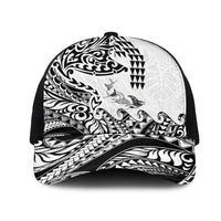 Hawaiian Tribal Manta Ray Mesh Trucker Cap Kakau Tattoo and Polynesian Art Motif Pattern