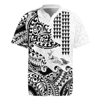 Hawaiian Tribal Manta Ray Rugby Jersey Kakau Tattoo and Polynesian Art Motif Pattern