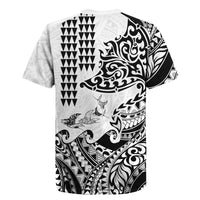 Hawaiian Tribal Manta Ray Rugby Jersey Kakau Tattoo and Polynesian Art Motif Pattern