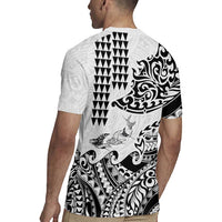 Hawaiian Tribal Manta Ray Rugby Jersey Kakau Tattoo and Polynesian Art Motif Pattern