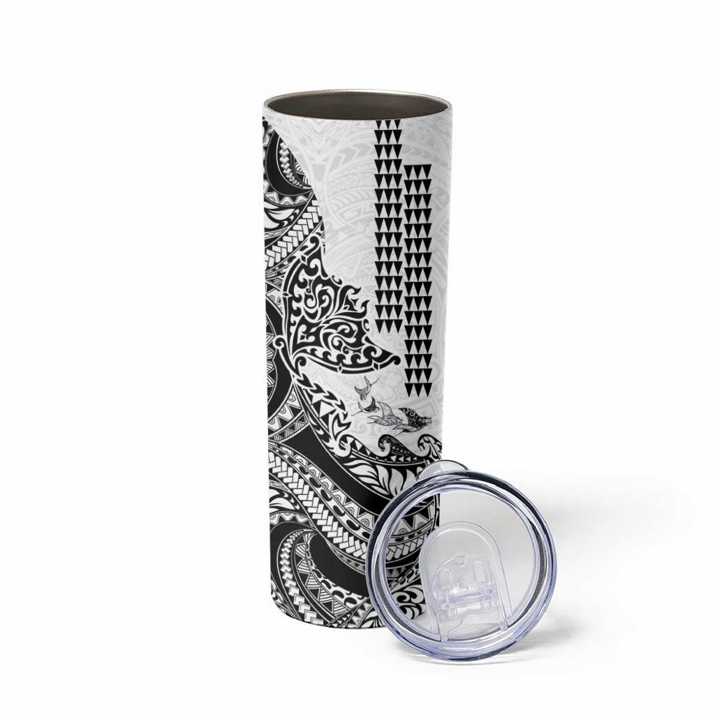 Hawaiian Tribal Manta Ray Skinny Tumbler Kakau Tattoo and Polynesian Art Motif Pattern