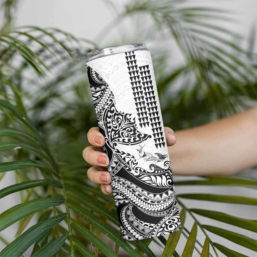 Hawaiian Tribal Manta Ray Skinny Tumbler Kakau Tattoo and Polynesian Art Motif Pattern