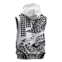 Hawaiian Tribal Manta Ray Sleeveless Zip Hoodie Kakau Tattoo and Polynesian Art Motif Pattern LT03 - Polynesian Pride