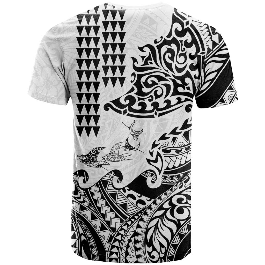 Hawaiian Tribal Manta Ray T Shirt Kakau Tattoo and Polynesian Art Motif Pattern LT03 - Polynesian Pride