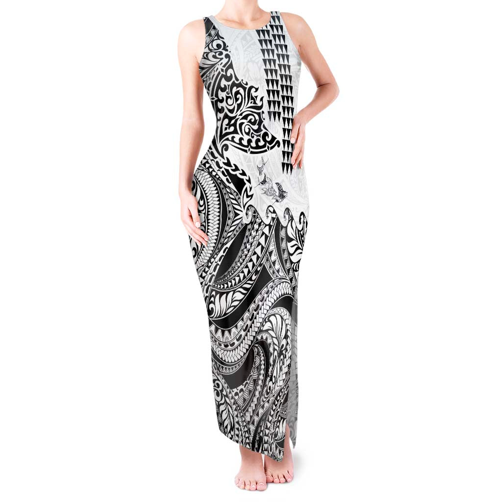 Hawaiian Tribal Manta Ray Tank Maxi Dress Kakau Tattoo and Polynesian Art Motif Pattern LT03 Women Multicolor - Polynesian Pride