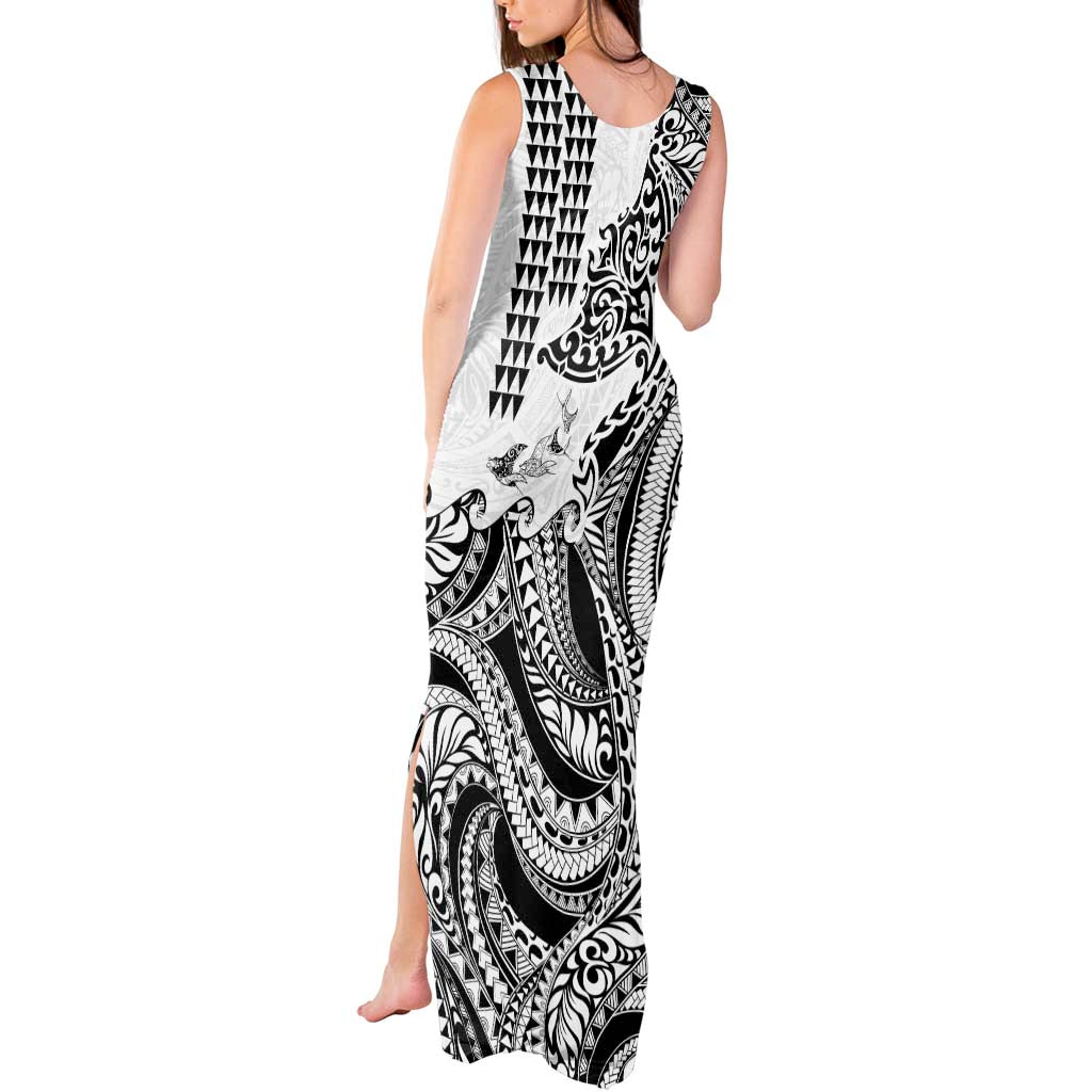 Hawaiian Tribal Manta Ray Tank Maxi Dress Kakau Tattoo and Polynesian Art Motif Pattern LT03 - Polynesian Pride