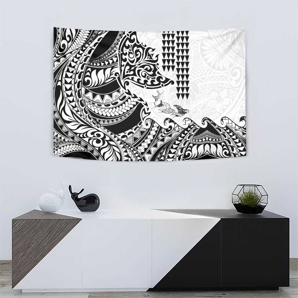 Hawaiian Tribal Manta Ray Tapestry Kakau Tattoo and Polynesian Art Motif Pattern
