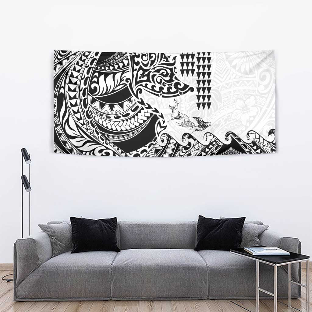 Hawaiian Tribal Manta Ray Tapestry Kakau Tattoo and Polynesian Art Motif Pattern