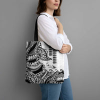 Hawaiian Tribal Manta Ray Tote Bag Kakau Tattoo and Polynesian Art Motif Pattern