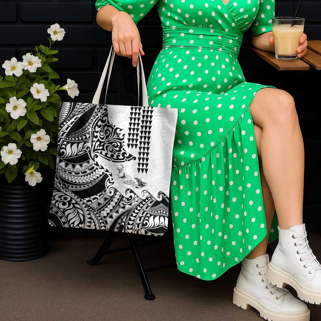 Hawaiian Tribal Manta Ray Tote Bag Kakau Tattoo and Polynesian Art Motif Pattern