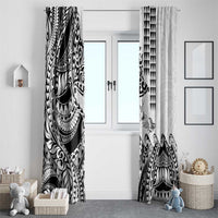 Hawaiian Tribal Manta Ray Window Curtain Kakau Tattoo and Polynesian Art Motif Pattern