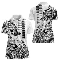 Hawaiian Tribal Manta Ray Women Polo Shirt Kakau Tattoo and Polynesian Art Motif Pattern LT03 - Polynesian Pride