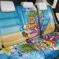 Hawaiian Funny Pineapple Surfing Back Car Seat Cover Beach with Tribal Kakau and Plumeria LT03 - Polynesian Pride