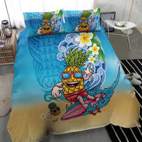 Hawaiian Funny Pineapple Surfing Bedding Set Beach with Tribal Kakau and Plumeria LT03 - Polynesian Pride