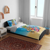 Hawaiian Funny Pineapple Surfing Bedding Set Beach with Tribal Kakau and Plumeria LT03 - Polynesian Pride