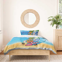 Hawaiian Funny Pineapple Surfing Bedding Set Beach with Tribal Kakau and Plumeria LT03 - Polynesian Pride
