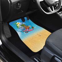 Hawaiian Funny Pineapple Surfing Car Mats Beach with Tribal Kakau and Plumeria LT03 - Polynesian Pride