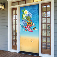 Hawaiian Funny Pineapple Surfing Door Cover Beach with Tribal Kakau and Plumeria LT03 - Polynesian Pride