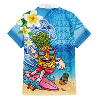 Hawaiian Funny Pineapple Surfing Family Matching Puletasi and Hawaiian Shirt Beach with Tribal Kakau and Plumeria LT03 - Polynesian Pride