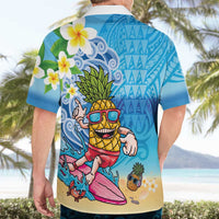 Hawaiian Funny Pineapple Surfing Hawaiian Shirt Beach with Tribal Kakau and Plumeria LT03 - Polynesian Pride