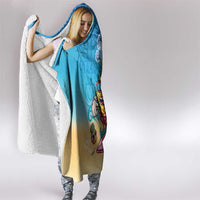 Hawaiian Funny Pineapple Surfing Hooded Blanket Beach with Tribal Kakau and Plumeria LT03 - Polynesian Pride