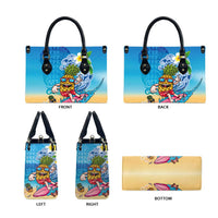 Hawaiian Funny Pineapple Surfing Leather Bag Beach with Tribal Kakau and Plumeria