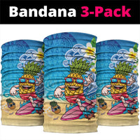 Hawaiian Funny Pineapple Surfing Neck Gaiter Beach with Tribal Kakau and Plumeria LT03 package One Size: 25*50cm Multicolor - Polynesian Pride