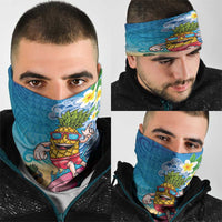 Hawaiian Funny Pineapple Surfing Neck Gaiter Beach with Tribal Kakau and Plumeria LT03 - Polynesian Pride
