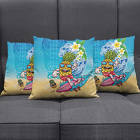 Hawaiian Funny Pineapple Surfing Pillow Cover Beach with Tribal Kakau and Plumeria
