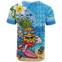 Hawaiian Funny Pineapple Surfing T Shirt Beach with Tribal Kakau and Plumeria LT03 - Polynesian Pride