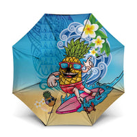 Hawaiian Funny Pineapple Surfing Umbrella Beach with Tribal Kakau and Plumeria