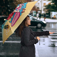 Hawaiian Funny Pineapple Surfing Umbrella Beach with Tribal Kakau and Plumeria