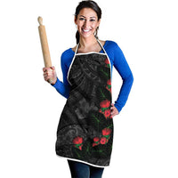 Hawaiian Taro Leaves and Ohia Lehua Apron Polynesian Tribal Art Tropical Plants Motifs Grayscale LT03 - Polynesian Pride