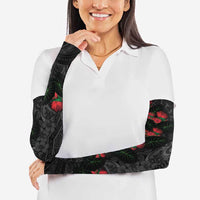 Hawaiian Taro Leaves and Ohia Lehua Arm Sleeves Polynesian Tribal Art Tropical Plants Motifs Grayscale