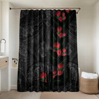 Hawaiian Taro Leaves and Ohia Lehua Bathroom Set Polynesian Tribal Art Tropical Plants Motifs Grayscale LT03 Shower Curtain Only Multicolor - Polynesian Pride